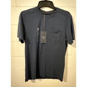 VRST Men’s Navy Blue Essential Acid Washed Pocket Small Short Sleeved Shirt NWT